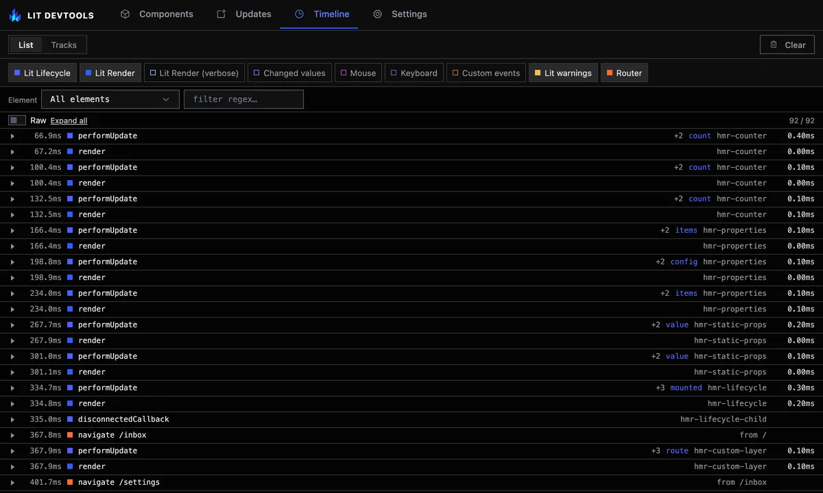 An exported snapshot opened as a static page: the same timeline, read-only.