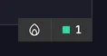 The indicator pulsing green after the label edit; the count reads 1.